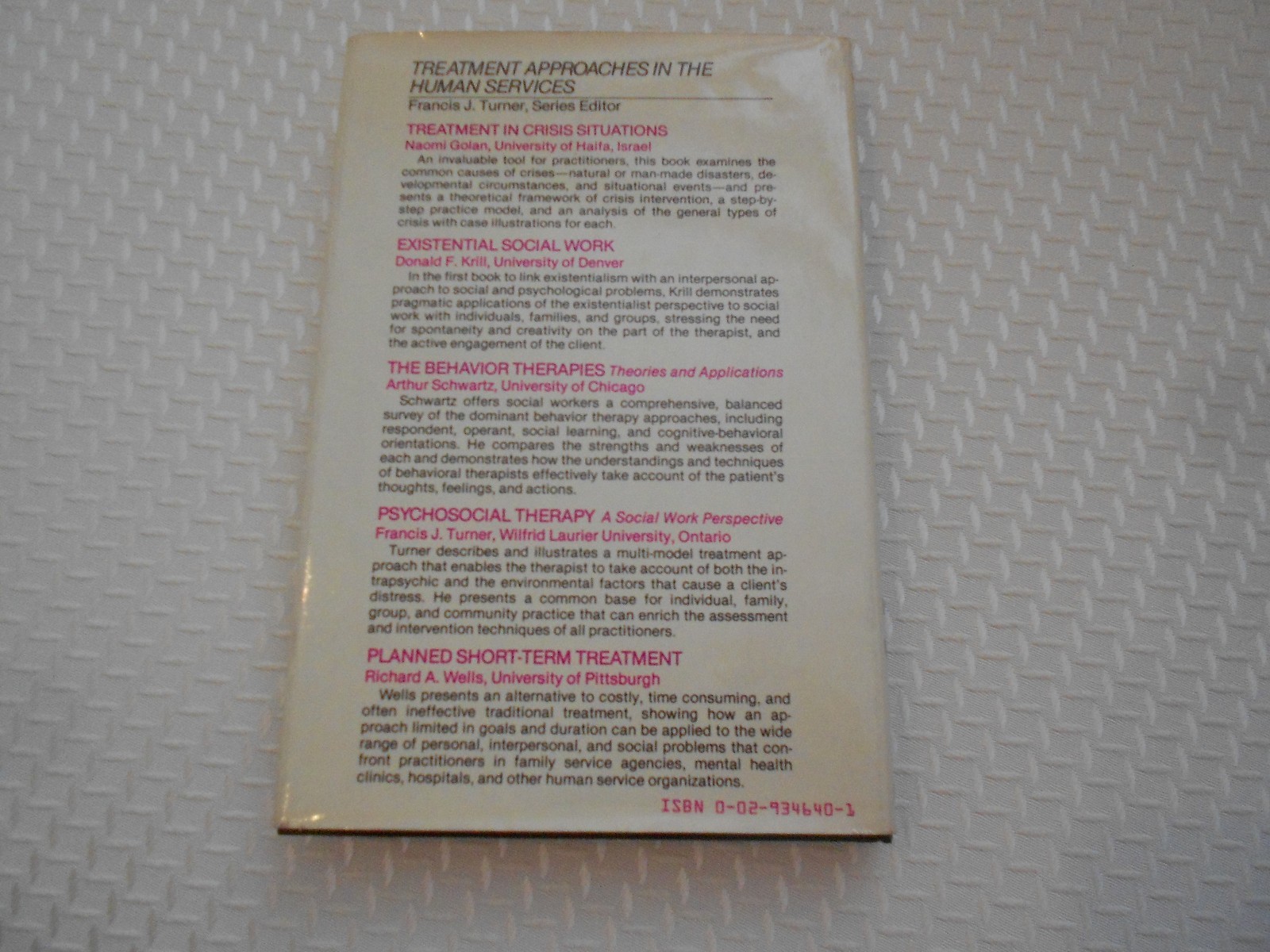 cognitive therapy harold d. werner 1982 issue free press vg++