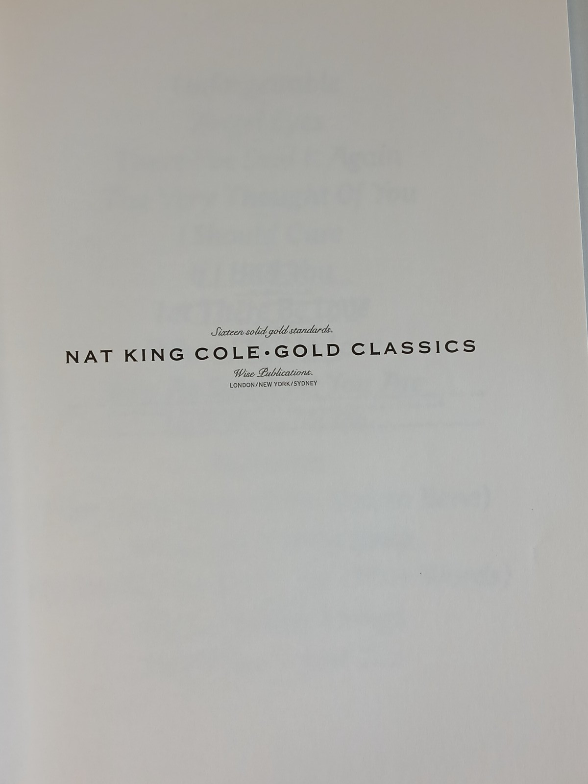 Peter Evans NAT KING COLE GOLD CLASSICS Vintage Sheet Music Book Wise 1989