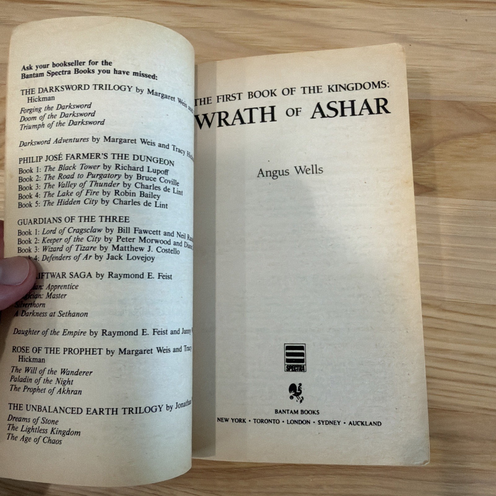Wrath of Ashar Fantasy Paperback Book by Angus Wells from Bantam Books 1990