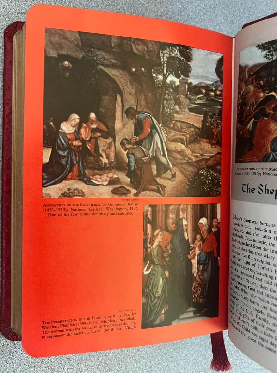 “The Life of Christ” Catholic 1954, Red Leather Binding, Gold Gilded Page Edges
