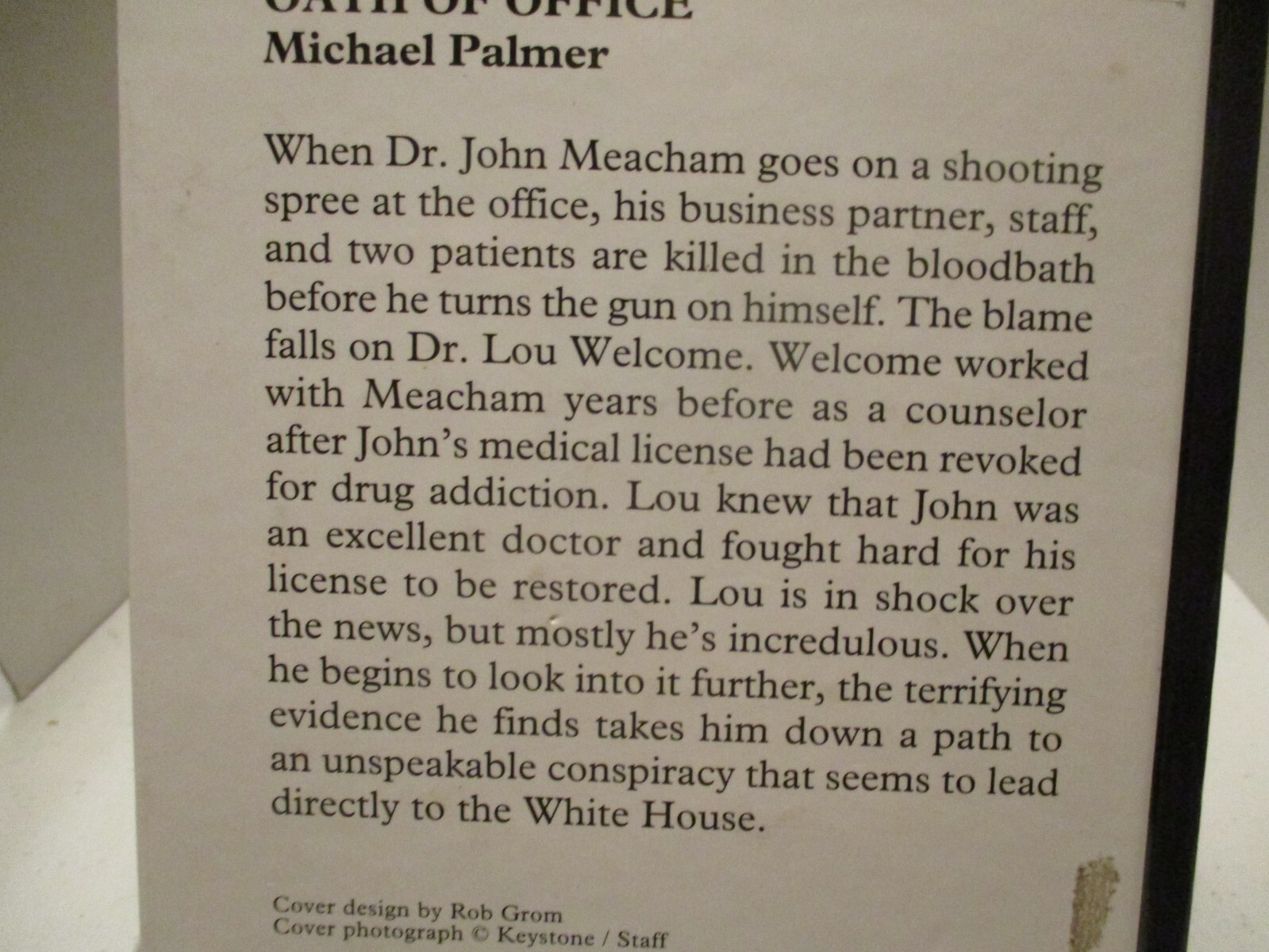 MICHAEL PALMER large print Oath of Office see photos for title/synopsis