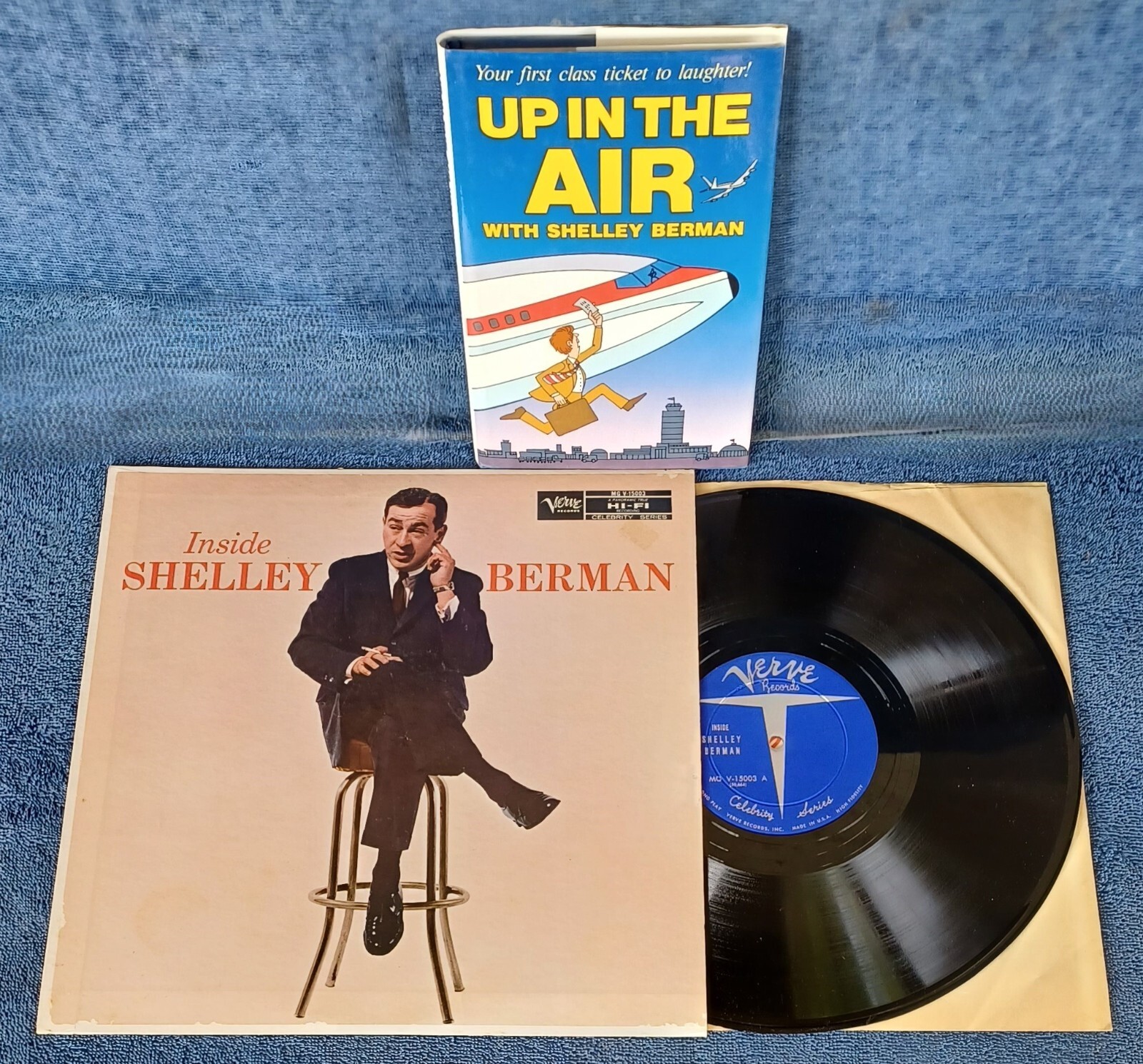 SHELLEY BERMAN – INSIDE SHELLEY BERMAN -VERVE LP + UP IN THE AIR – HARDBACK BOOK