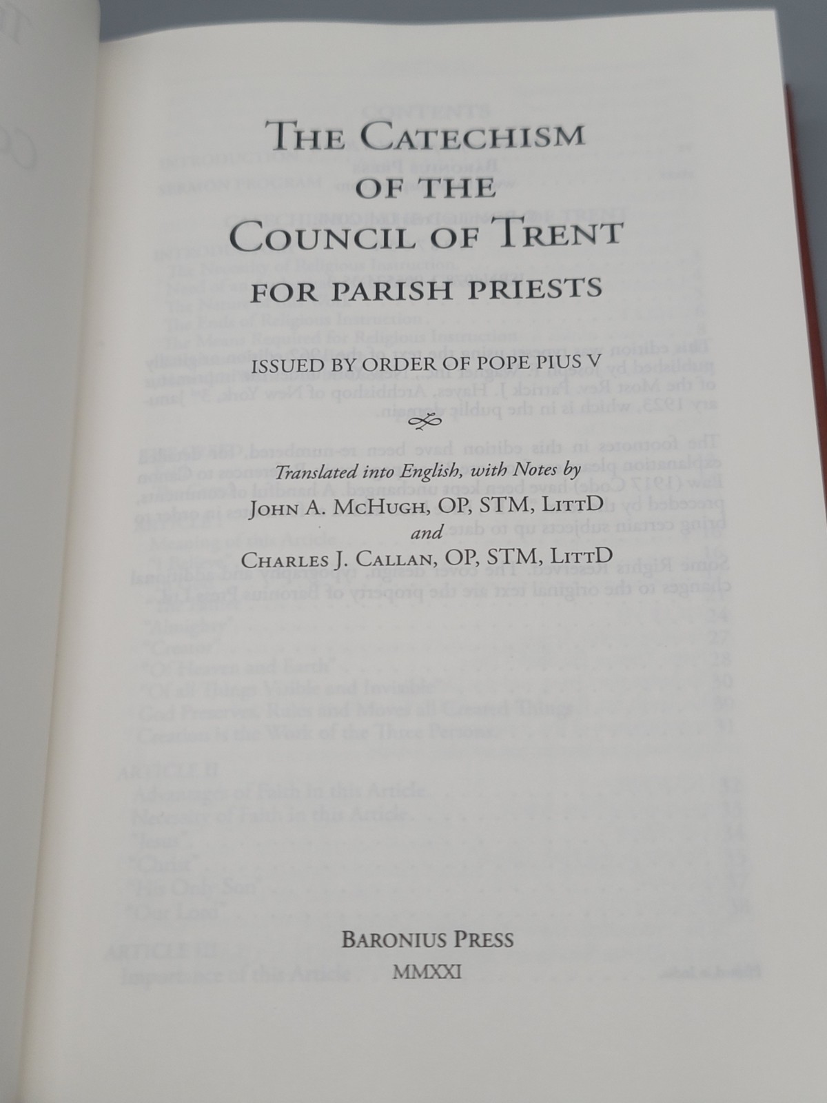 Catechism of the Council of Trent (Roman Catechism) Baronius Press EUC