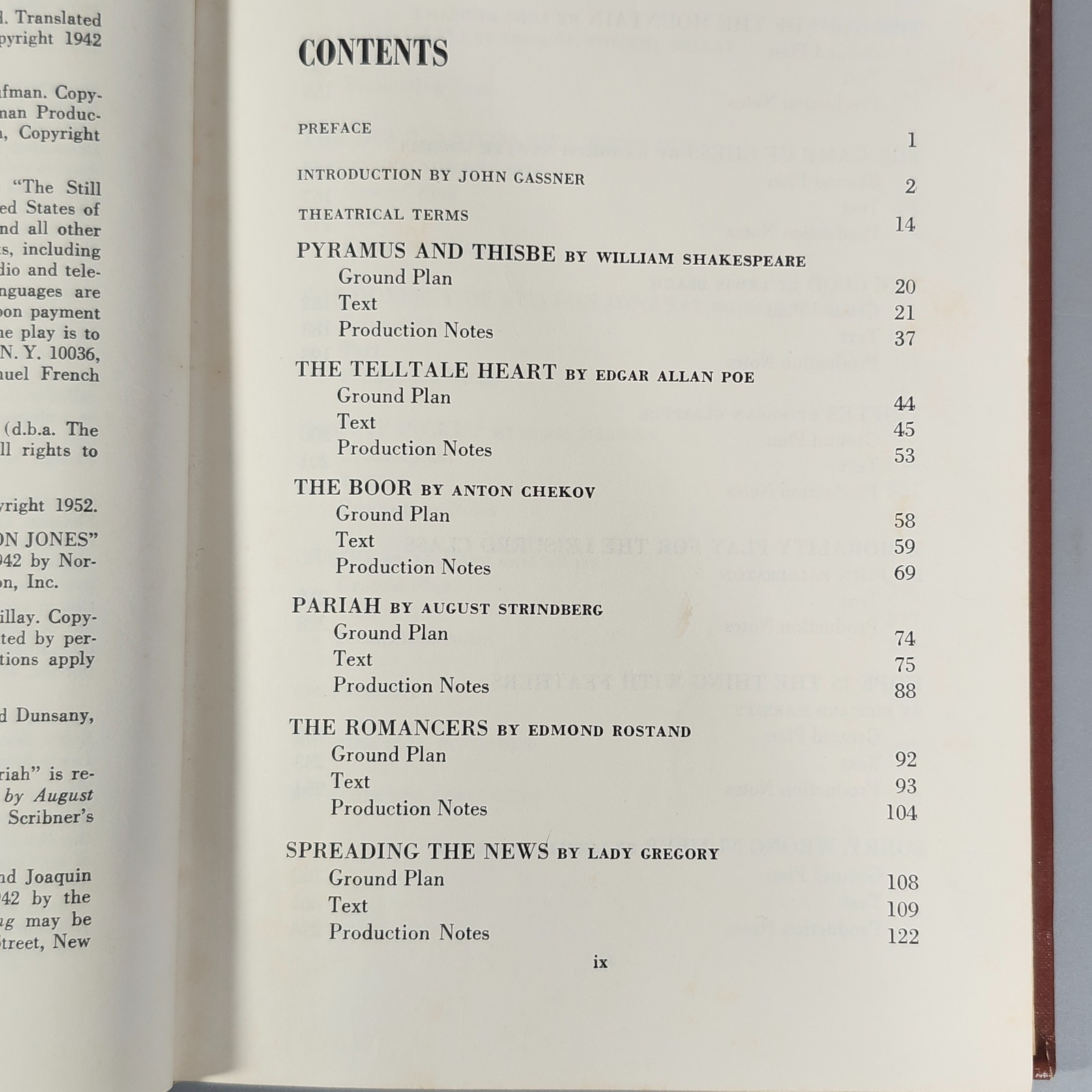 Reading Staging The Play Anthology of One-act Plays 1967 Book HC Performing Arts