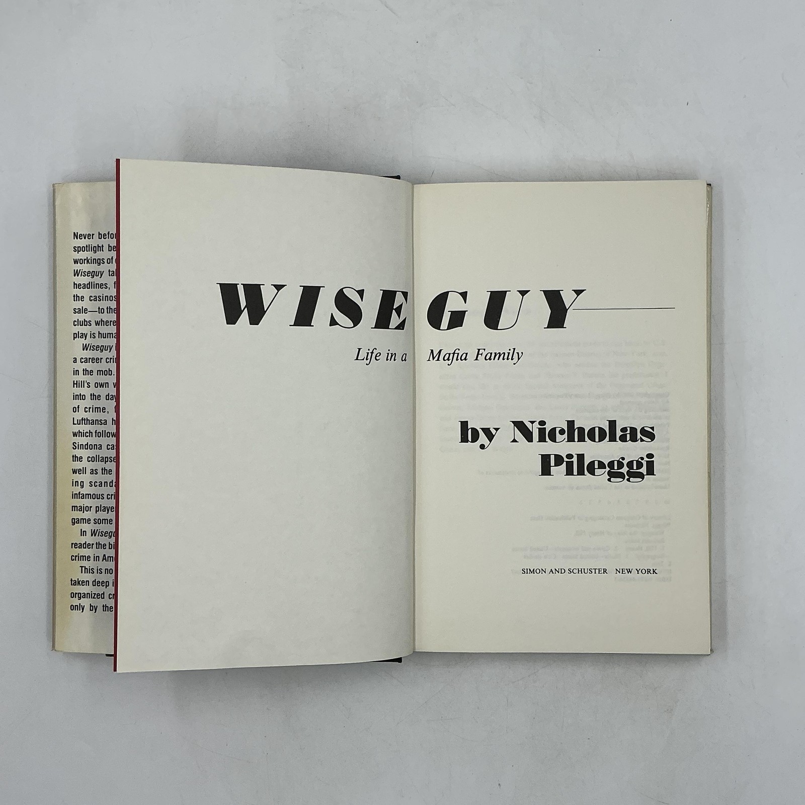 Wiseguy: Life In A Mafia Family By Nicholas Pileggi HC Dust Jacket 1st Ed/print