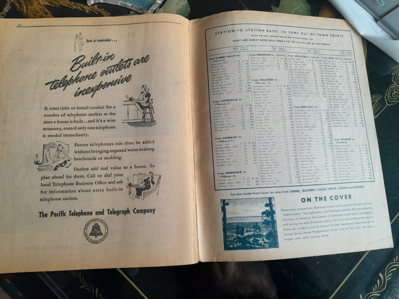 MONTEREY SAN BENITO TELEPHONE DIRECTORY YELLOW PAGES AUG 1958 PAC-BELL FREE SHIP