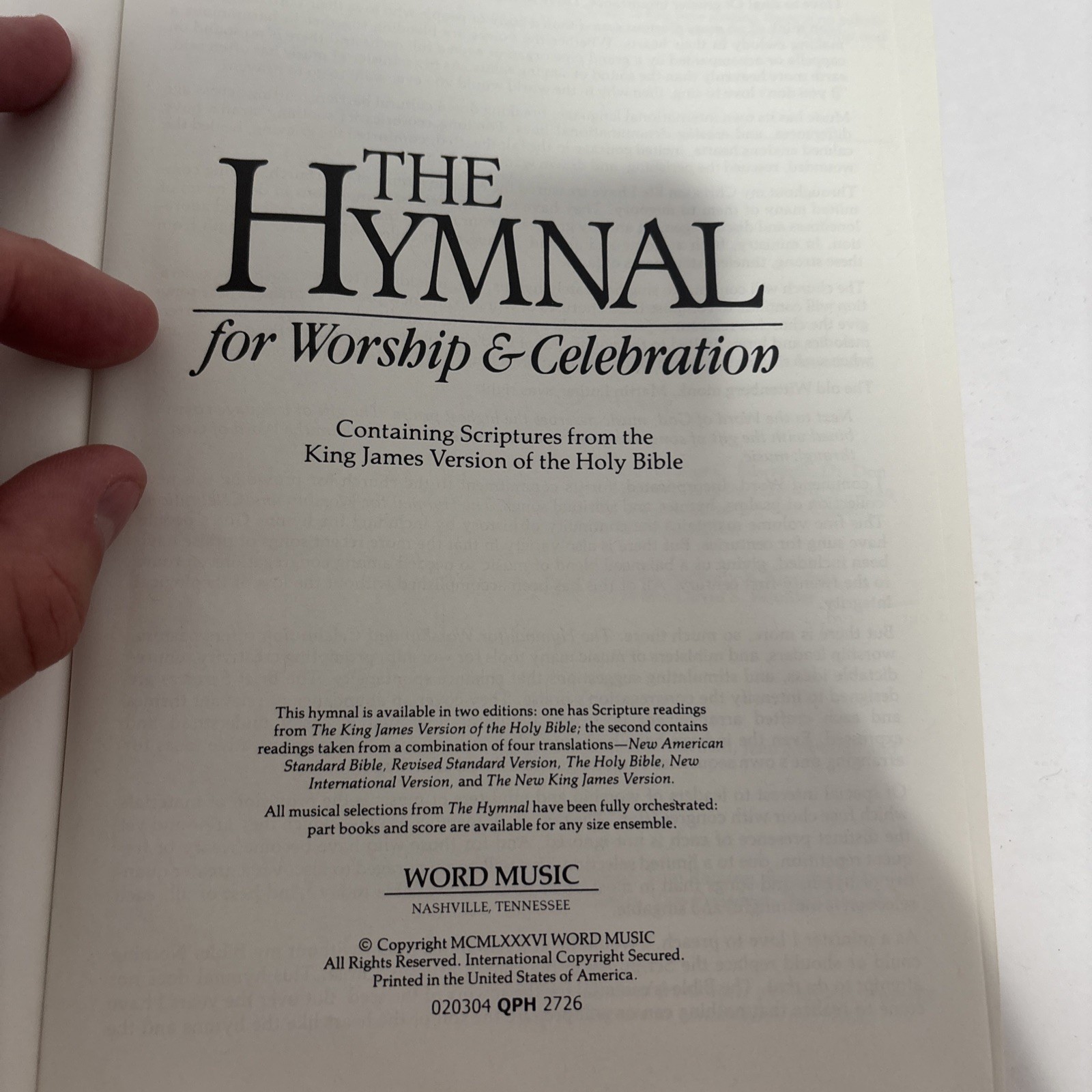 The Hymnal for Worship & Celebration 1986 Hardcover 720 Pages Church Music Book