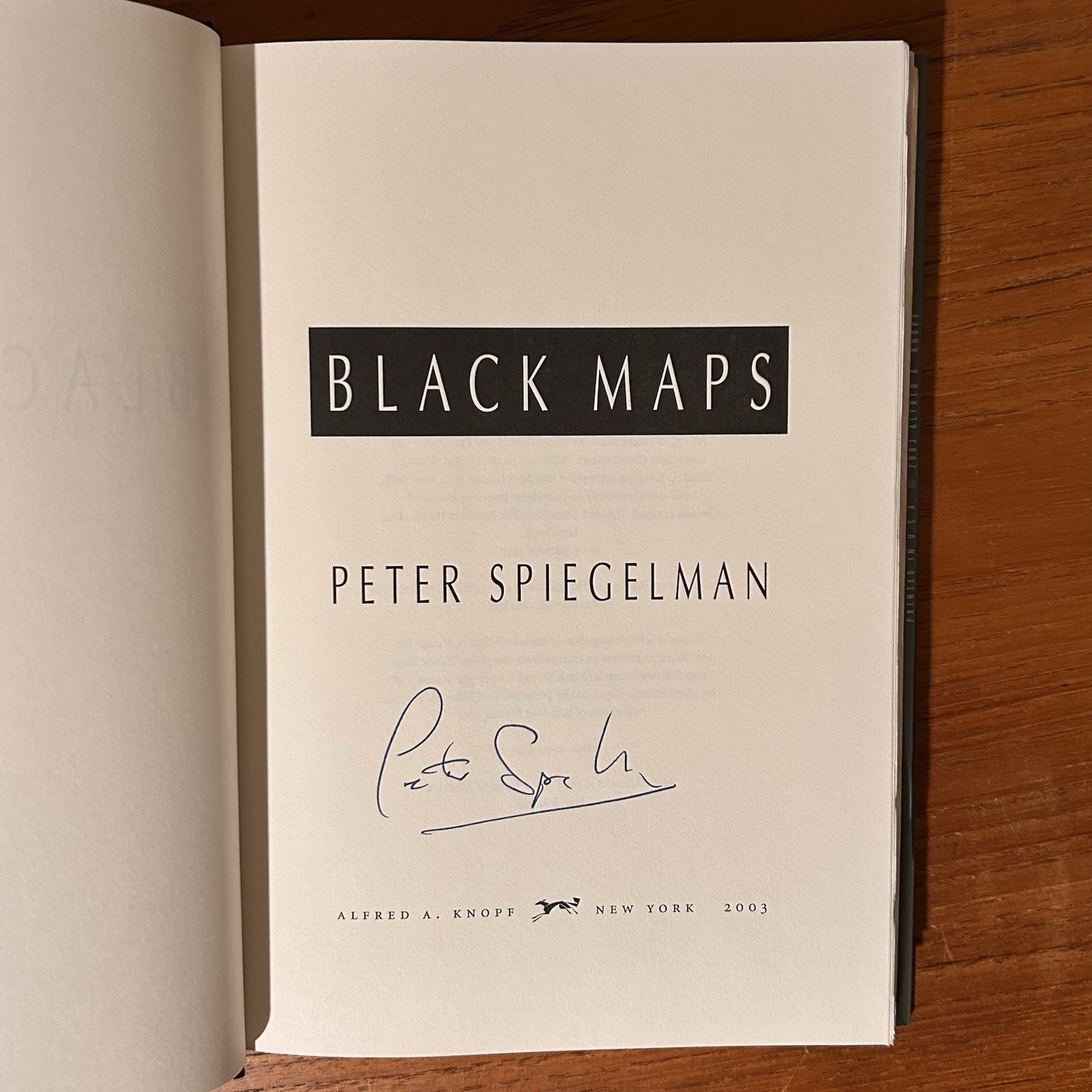 BLACK MAPS Peter Spiegelman SIGNED 1st 2003 Financial Industry Thriller LN/LN