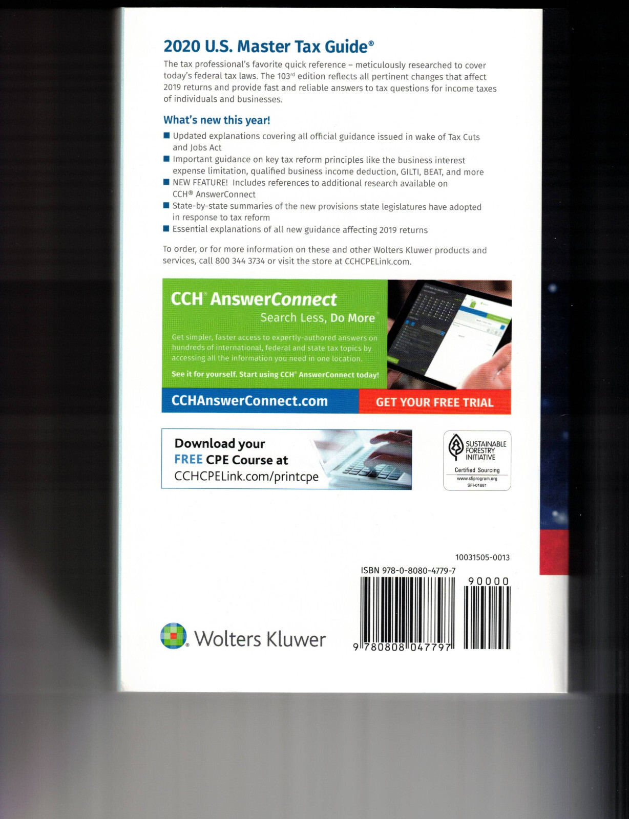 2020 U.S. MASTER TAX GUIDE CCH (WOLTERS KLUWER)