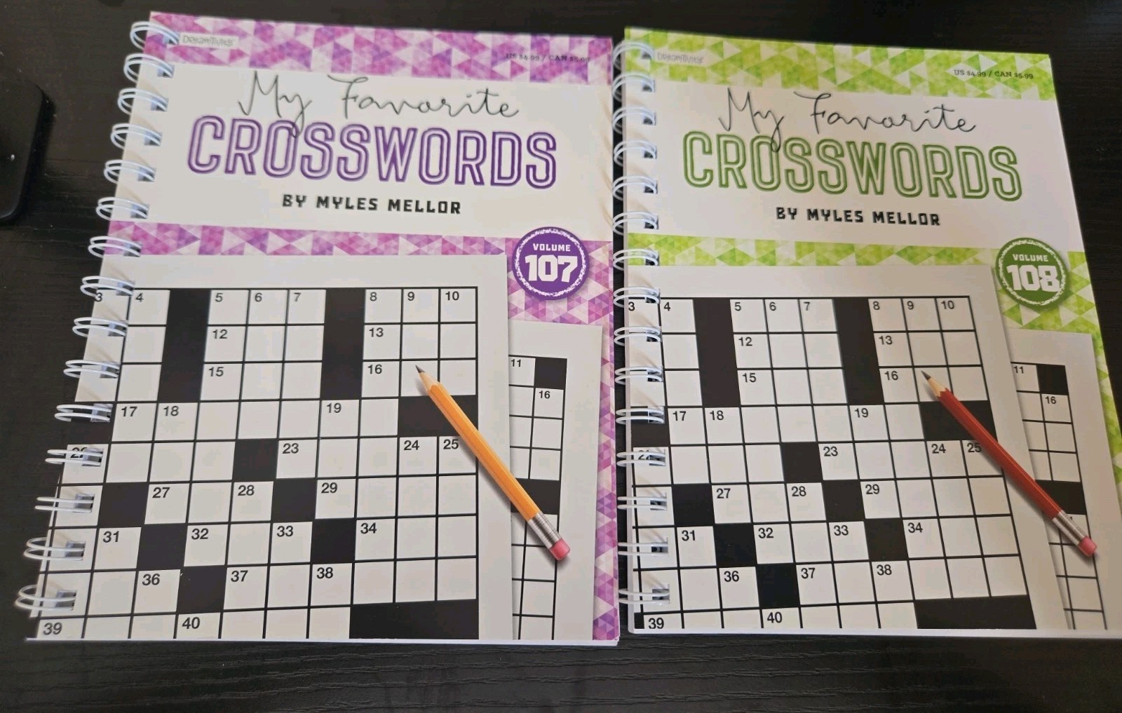 My Favorite Crosswords Spiral Puzzle Books Lot of 2 Vol 107 108 NEW