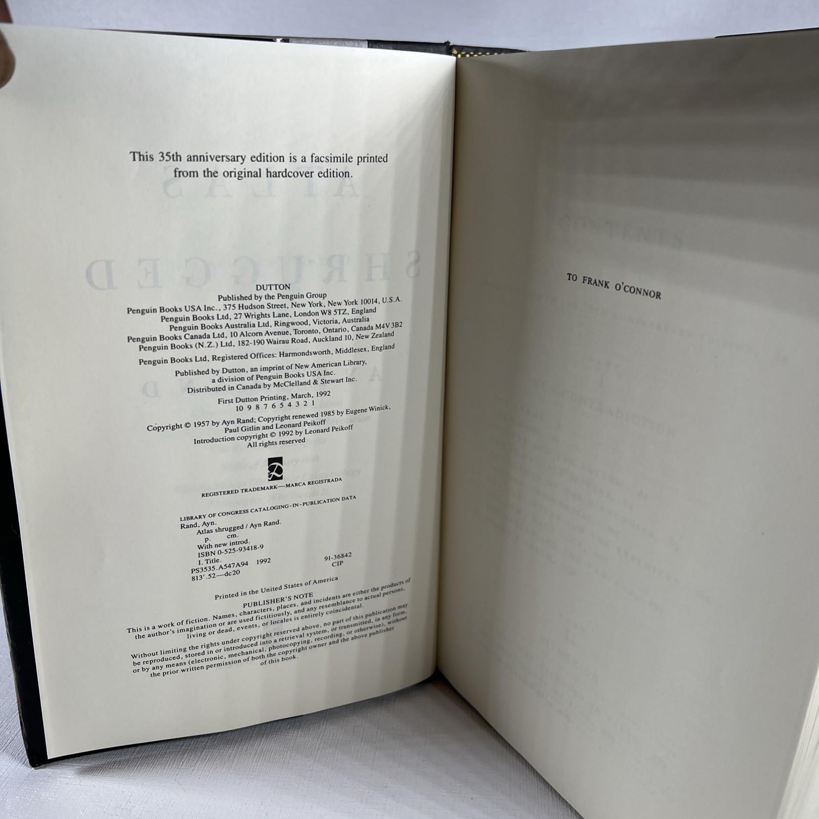 Atlas Shrugged Ayn Rand – 35th Anniversary Ed HB DJ 1st print VG Cond MB