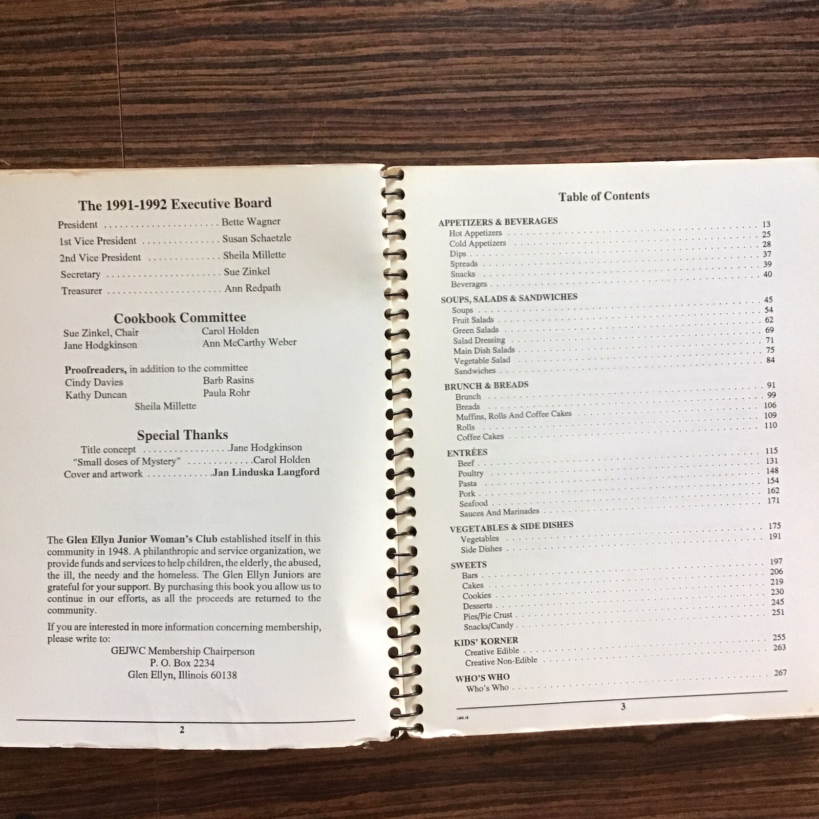 Glen Ellyn Illinois Junior Woman’s Club Vintage 1991 Cookbook SEE INDEX PHOTOS