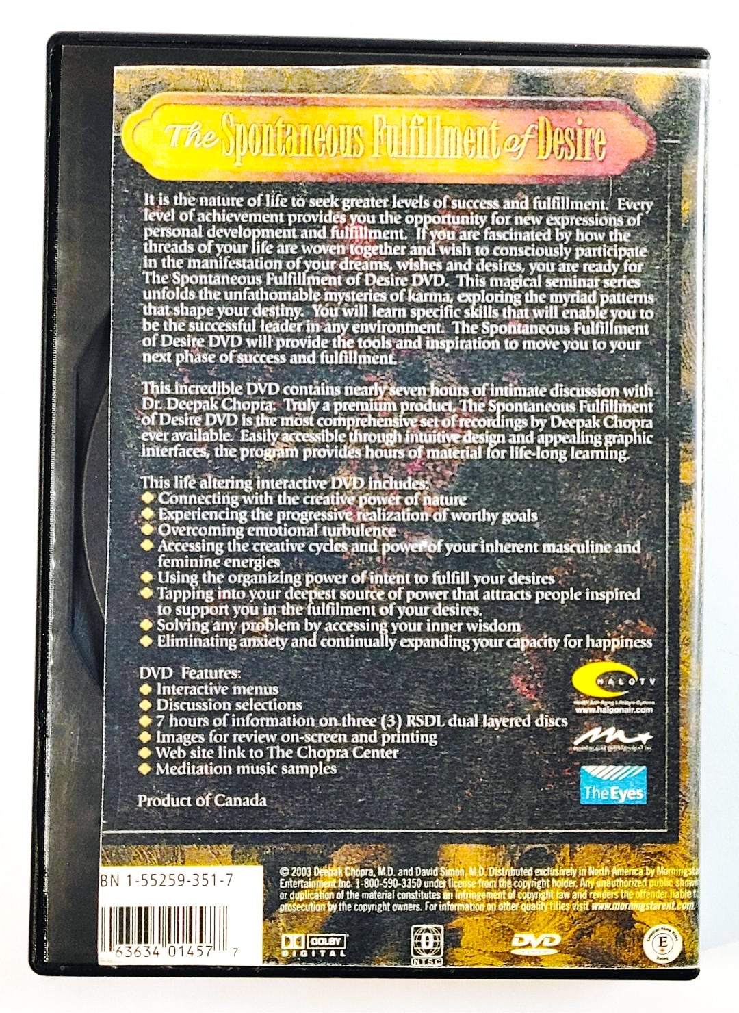 Spontaneous Fulfillment of Desire DVD Deepak Chopra 3 Disc Spiritual Set