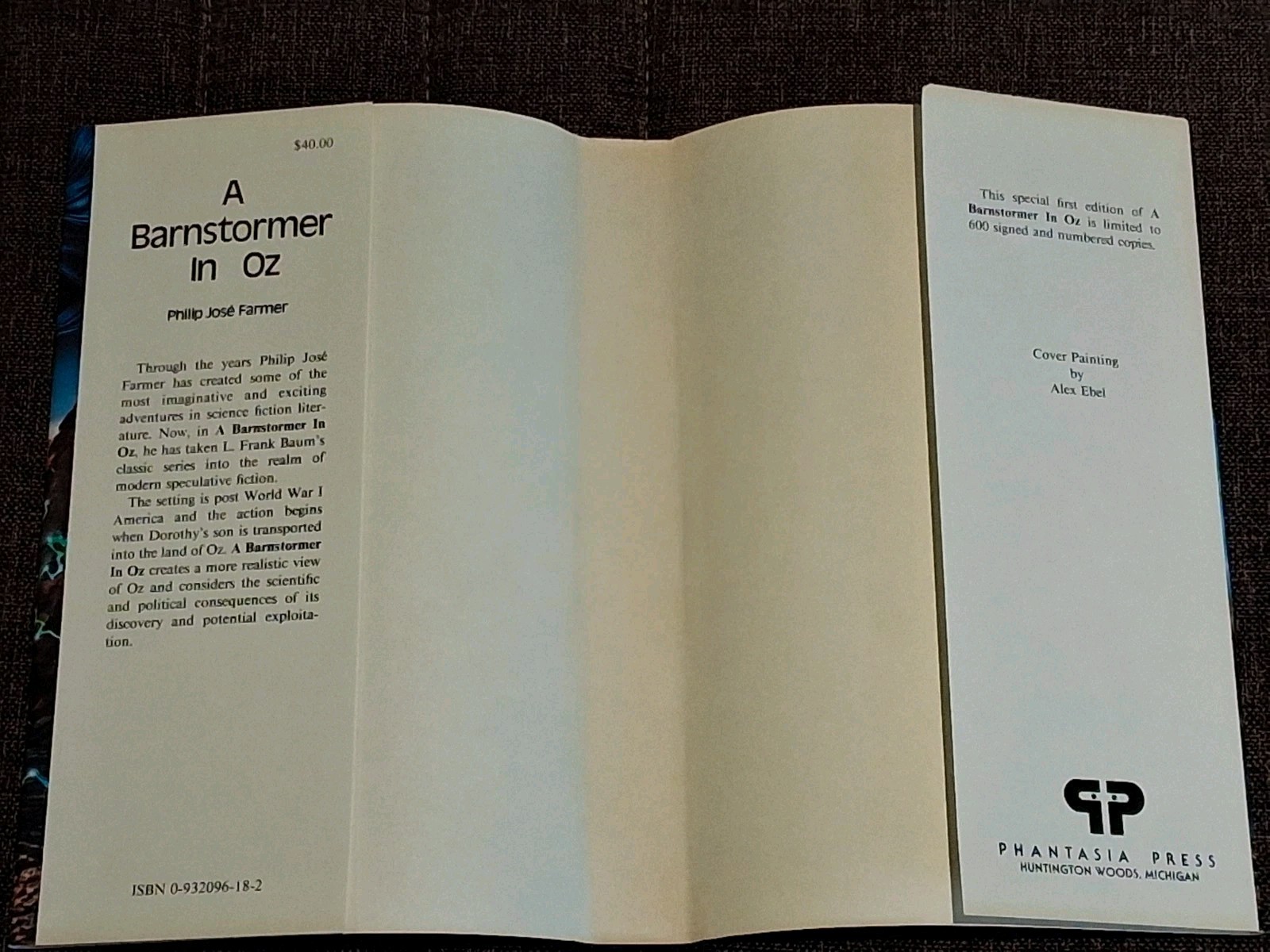 Philip Jose Farmer A barnstormer in Oz HBDJ 1st edition Phantasia Press