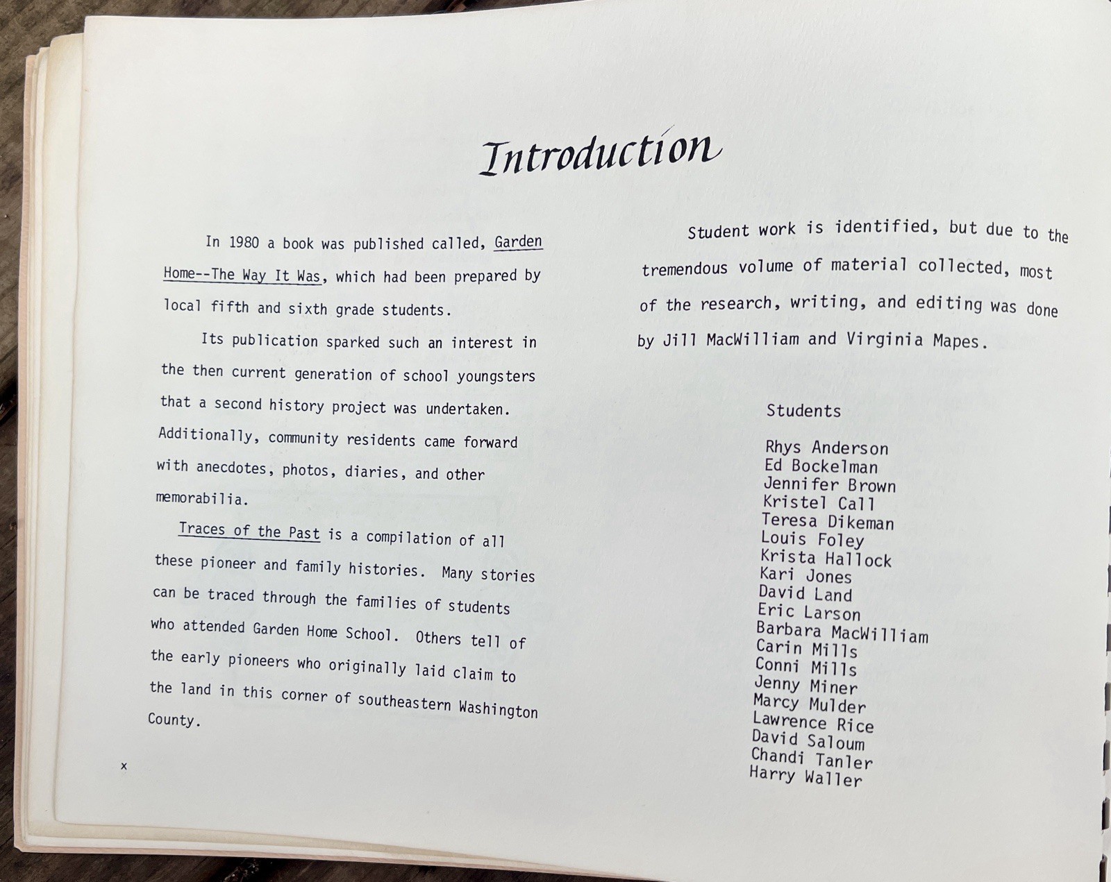 Traces of the Past 1984 Local-Family History Beaverton Washington County Oregon