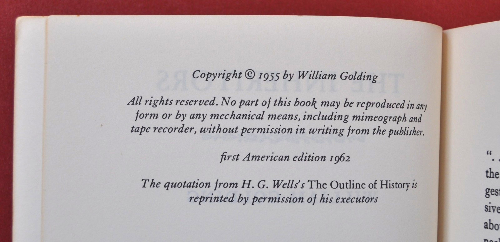 The Inheritors by William Golding, 1962 trade paperback, 1st American Ed.–v. g.