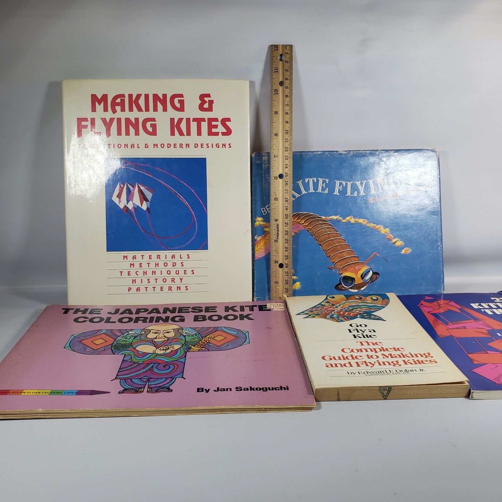 5 Kites Books Paperback & Hardcover Lot Coloring Book, Making Flying Misc. Lot