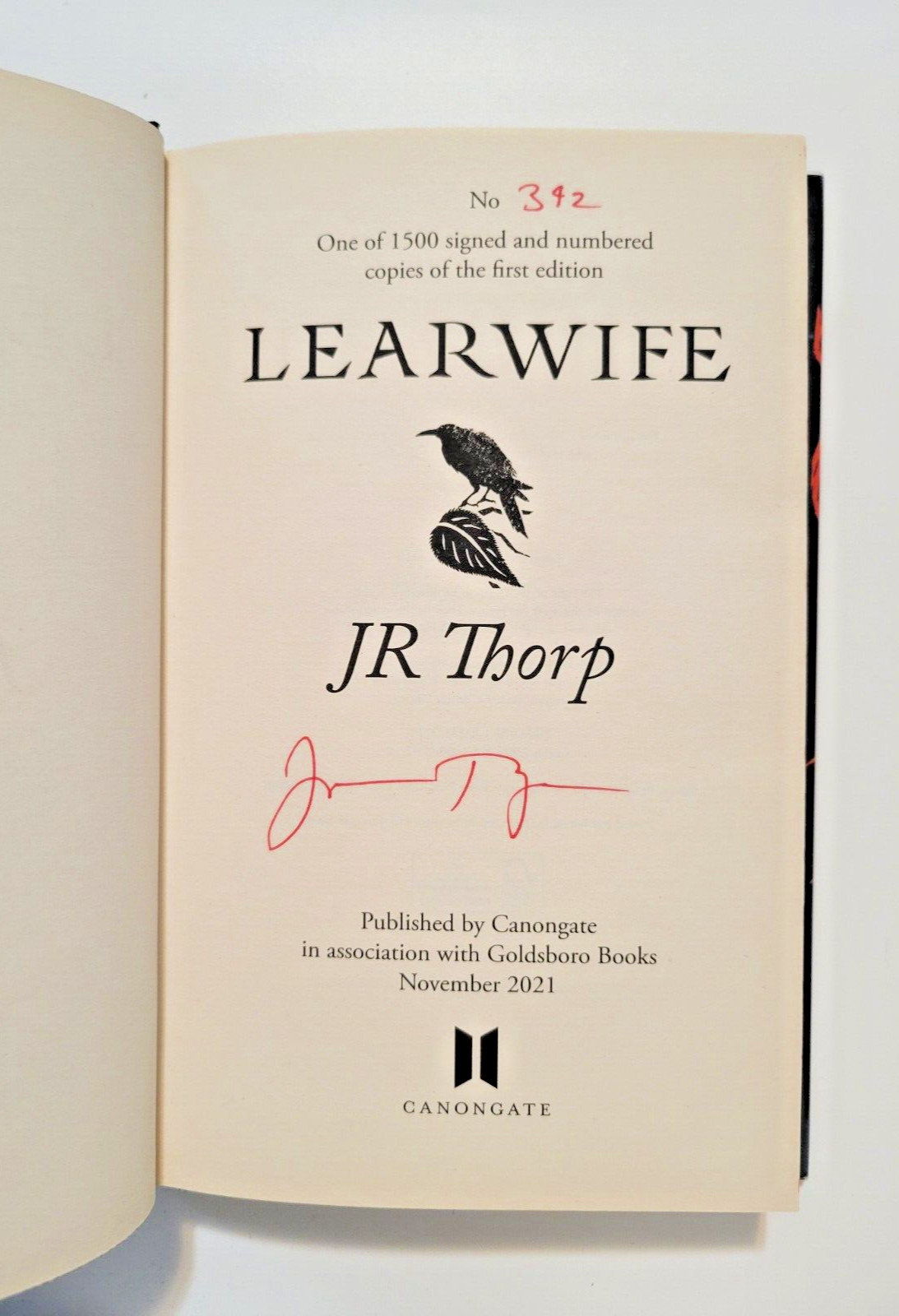 Learwife by JR Thorpe | Signed Numbered 342/1500 | UK First Edition