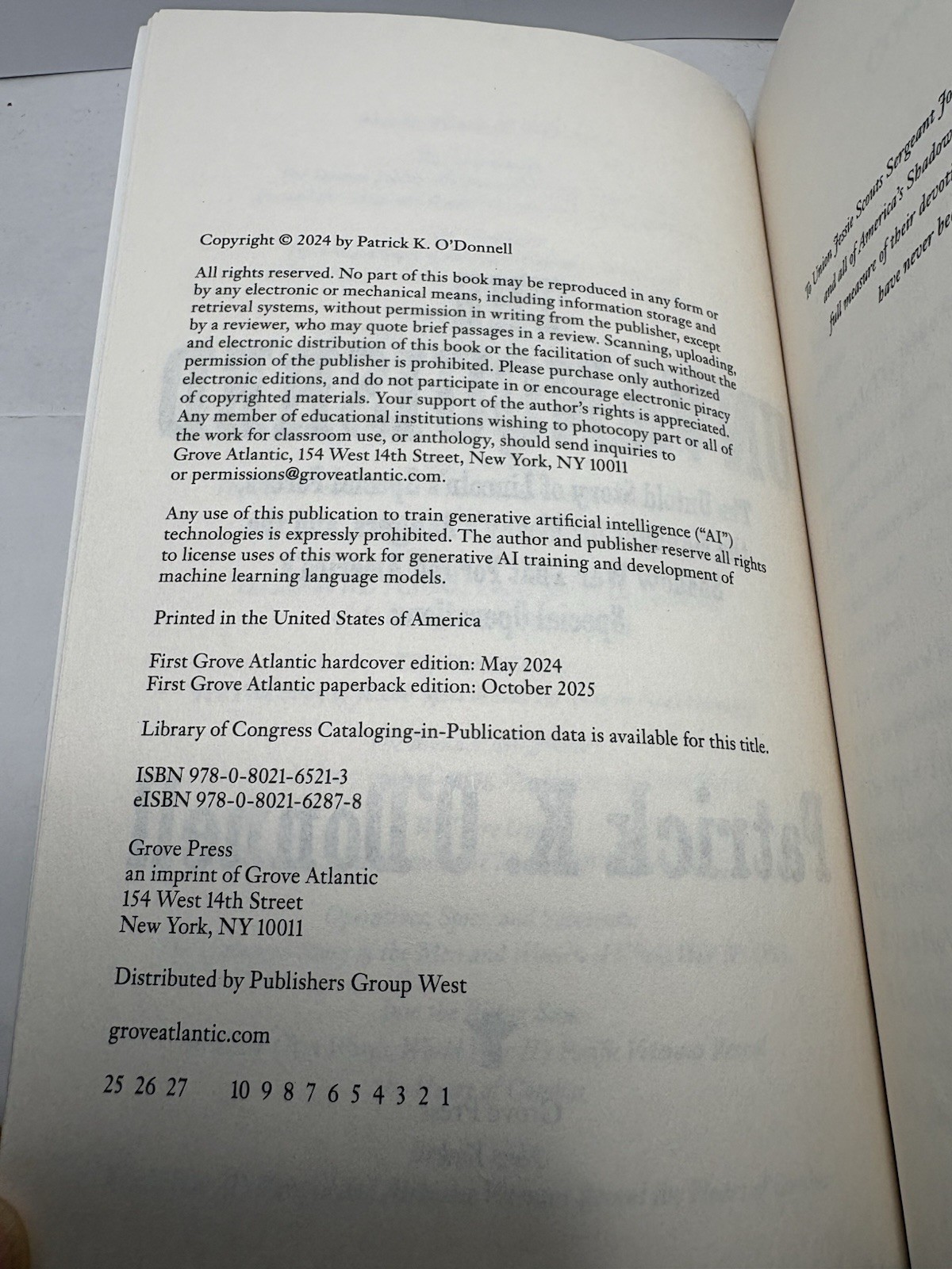 The Unvanquished: The Untold Story by Patrick K O’Donnell (1st Ed. 2024 PB)