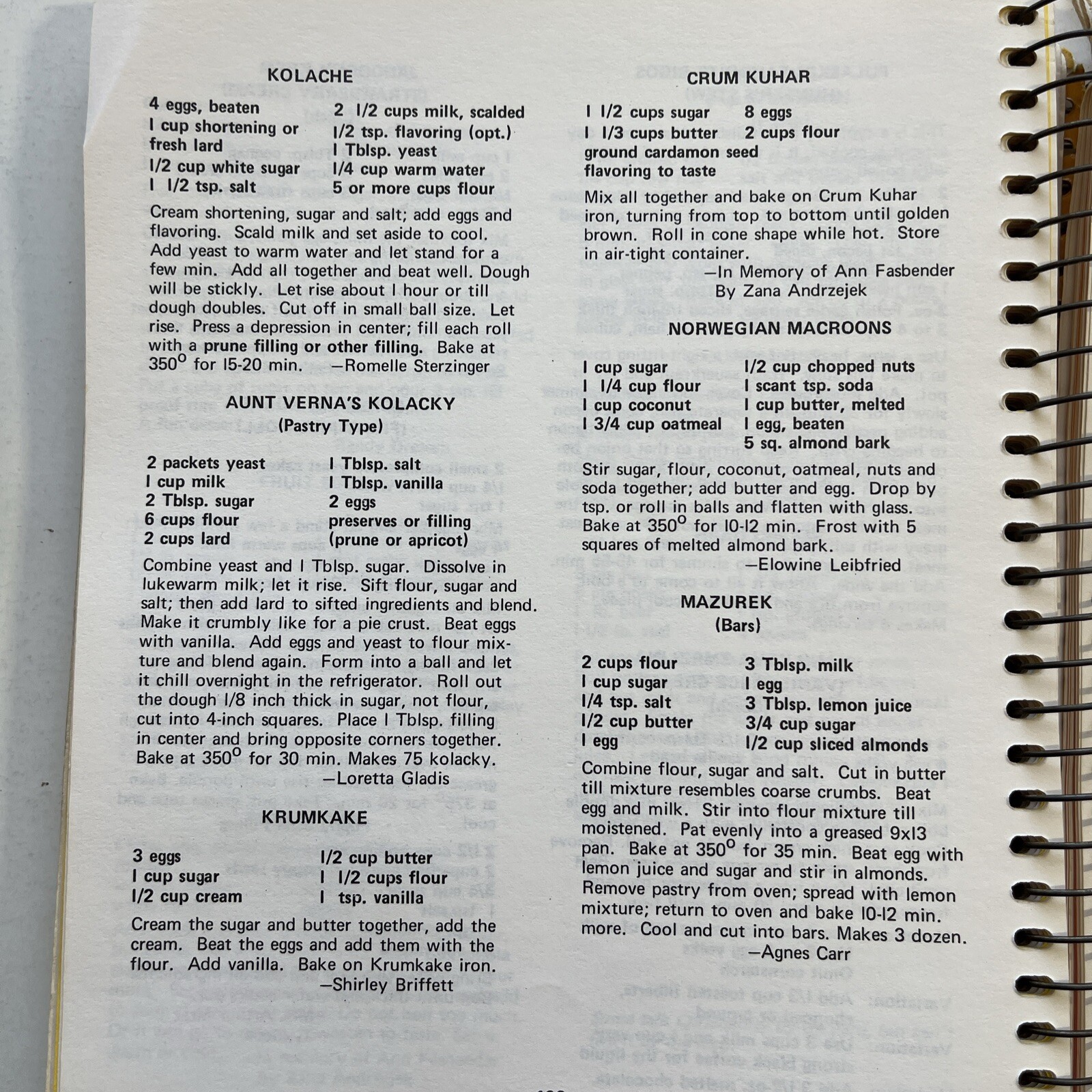Ivanhoe MN Minnesota cookbook ethnic Czech Kolache Polish pierogi German Stollen