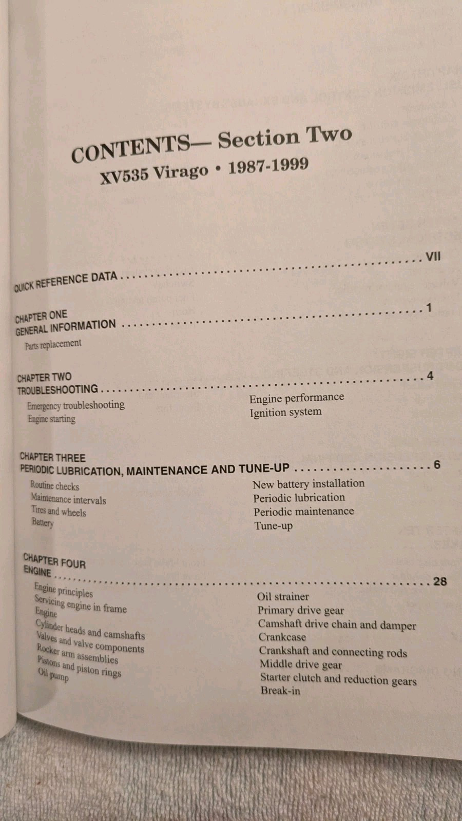 YAMAHA 1981-1999 XV535-1100 Service Manual, AS IS, Heavily Used, PB, 408p, 2001