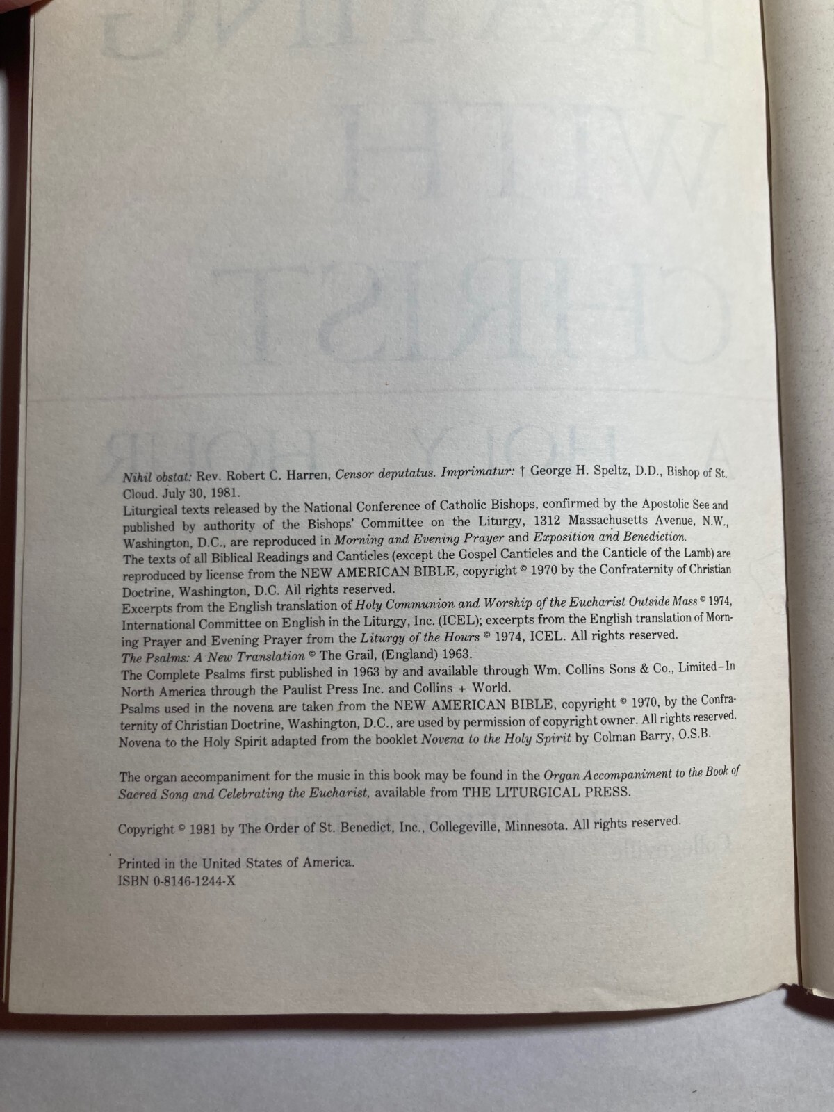 PRAYING WITH CHRIST A HOLY HOUR LITURGICAL PRESS (SAME DAY SHIPPING)