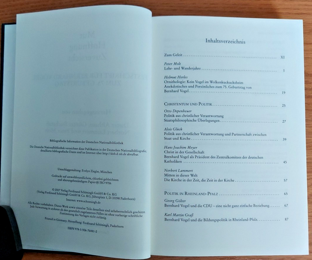 Mut Hoffnung Zuversight Festschrift fur Bernhard Vogel zum 75. Geburtstag 2007