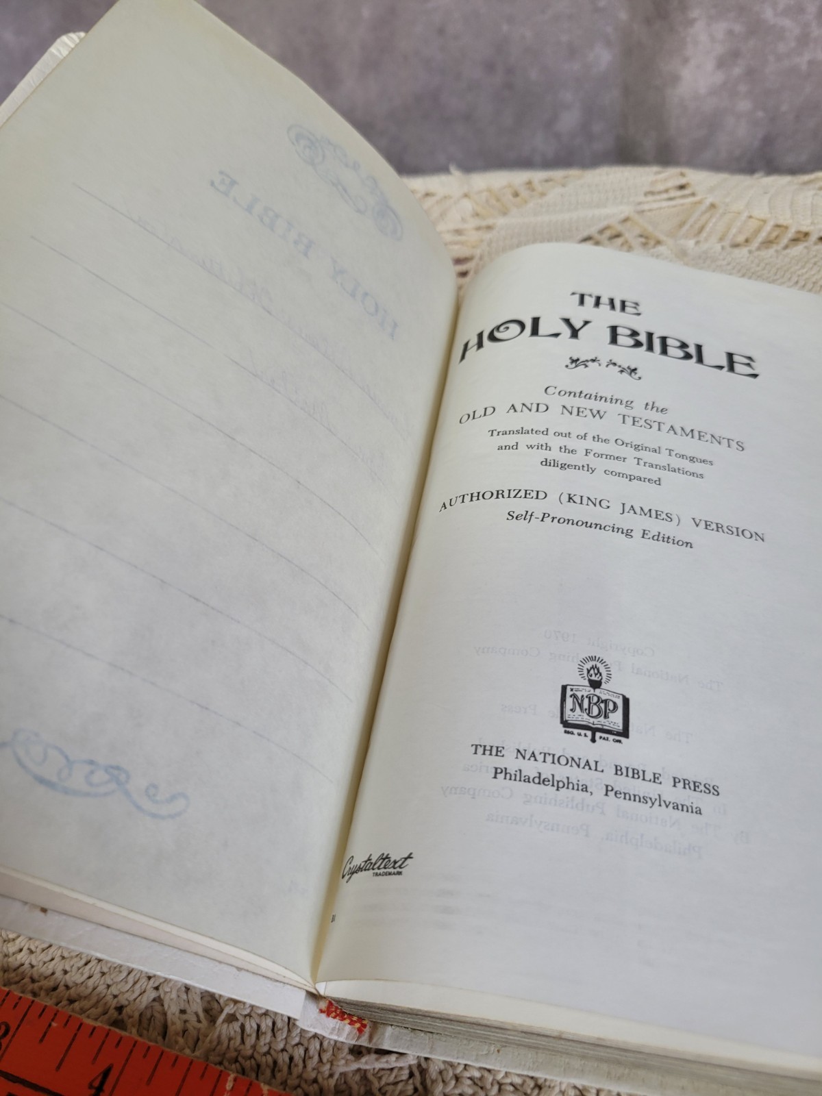 Holy Bible KJV 1970 National Bible Press White Bonded Leather Study Edition