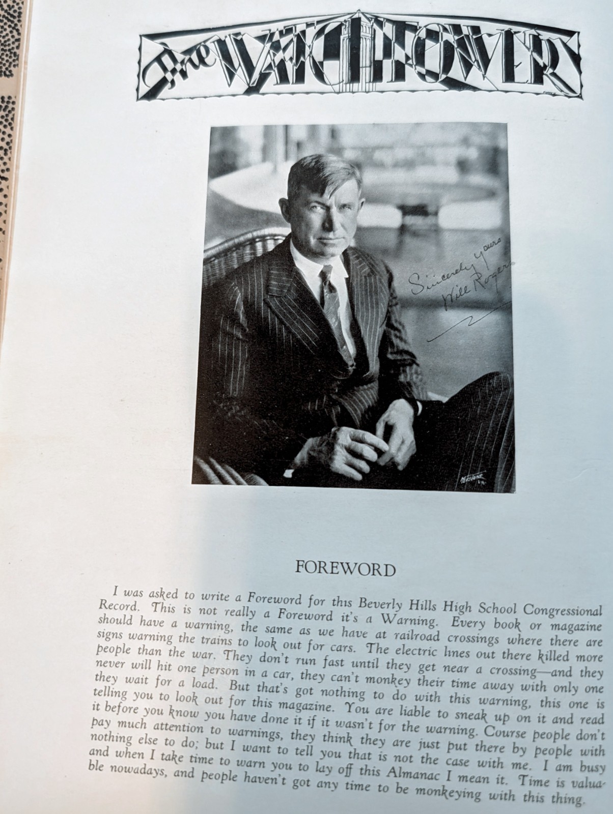 1928 Beverly Hills Watchtower Yearbook from the first year of the High School.