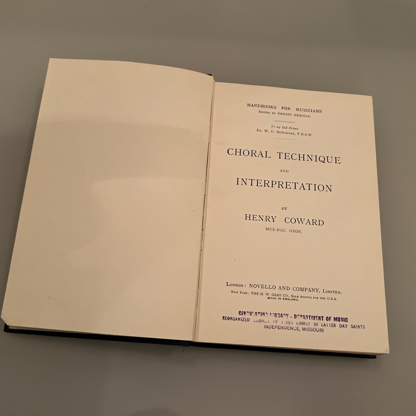 “Choral Technique and Interpretation” By Henry Coward (1951) – Rare Vintage Book