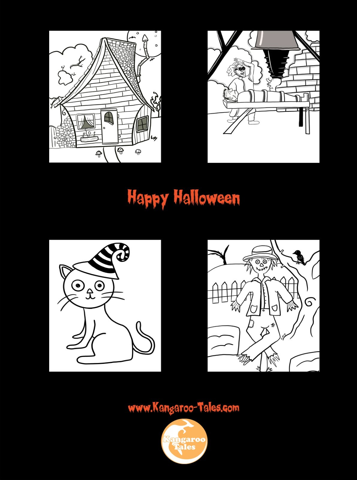 Kangaroo Tales Presents a Halloween Coloring Book (31 Pages) by: Samantha Turney