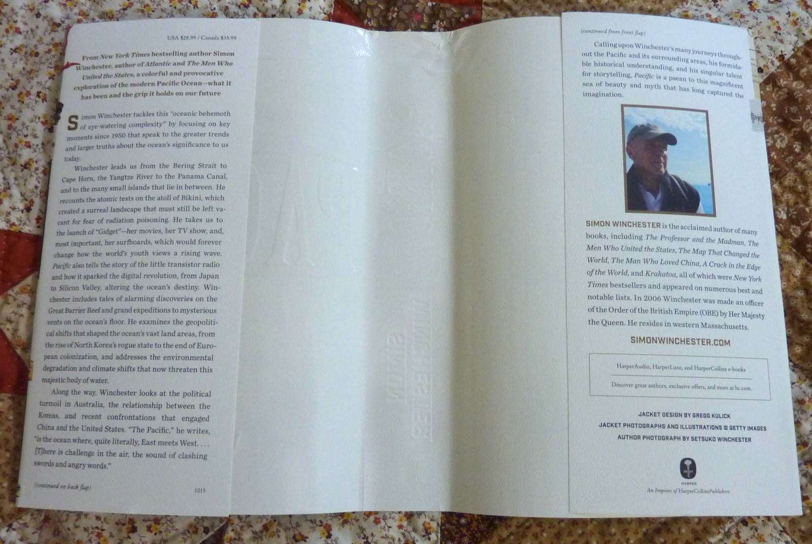 Pacific by Simon Winchester, HarperCollins 2015 1st edition HC Autographed Copy