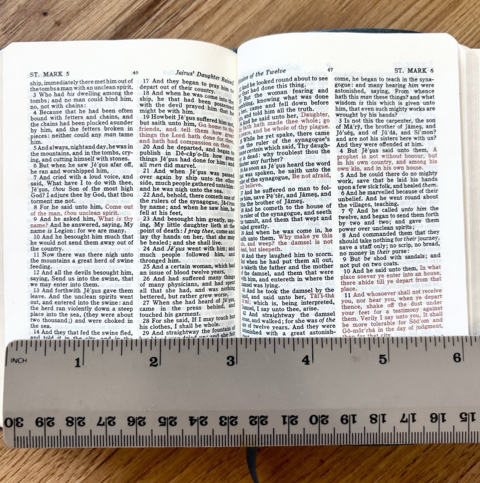 Holman Compact Pocket-Size Blue Leather KJV Bible Red Letter Snap Flap 1982