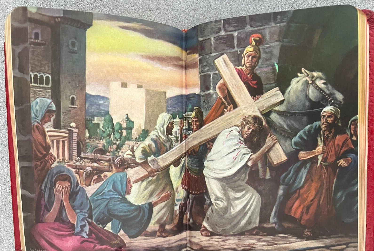 “The Life of Christ” Catholic 1954, Red Leather Binding, Gold Gilded Page Edges