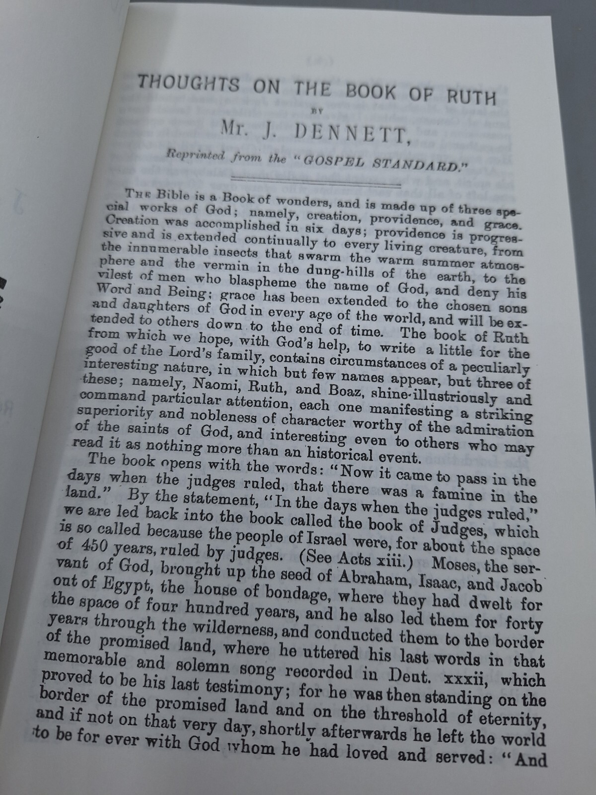 Thoughts on the Book of Ruth ~ J. Dennett ~ Old Paths Gospel Press PB