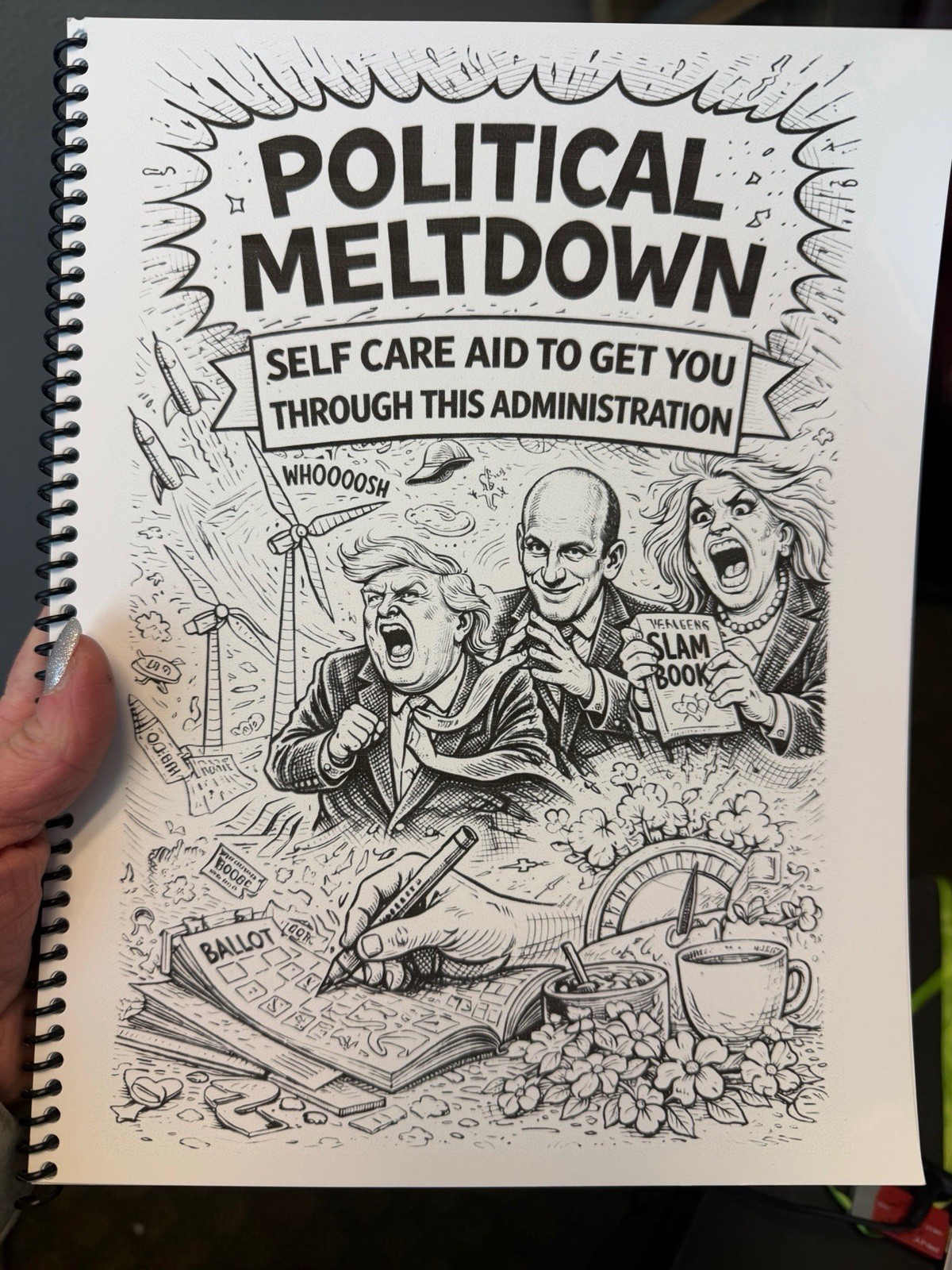 Political Adult Coloring Book And Paper dolls, Selfcare, Political Gift, Funny