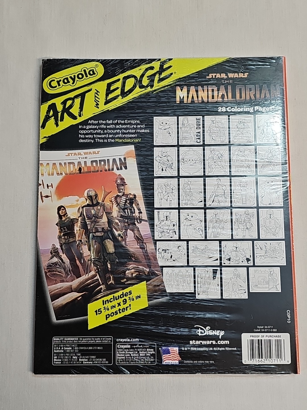 Crayola Art With Edge Star Wars The Mandalorian 28 Pages + 1 Poster New Sealed