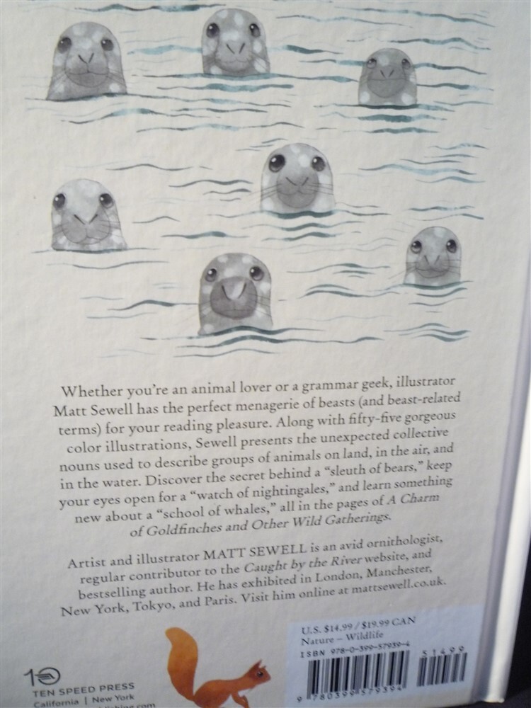 OWLS & THE CHARM OF GOLDFINCHES- TWO Hardcover Matt Sewell Charming Animal Books