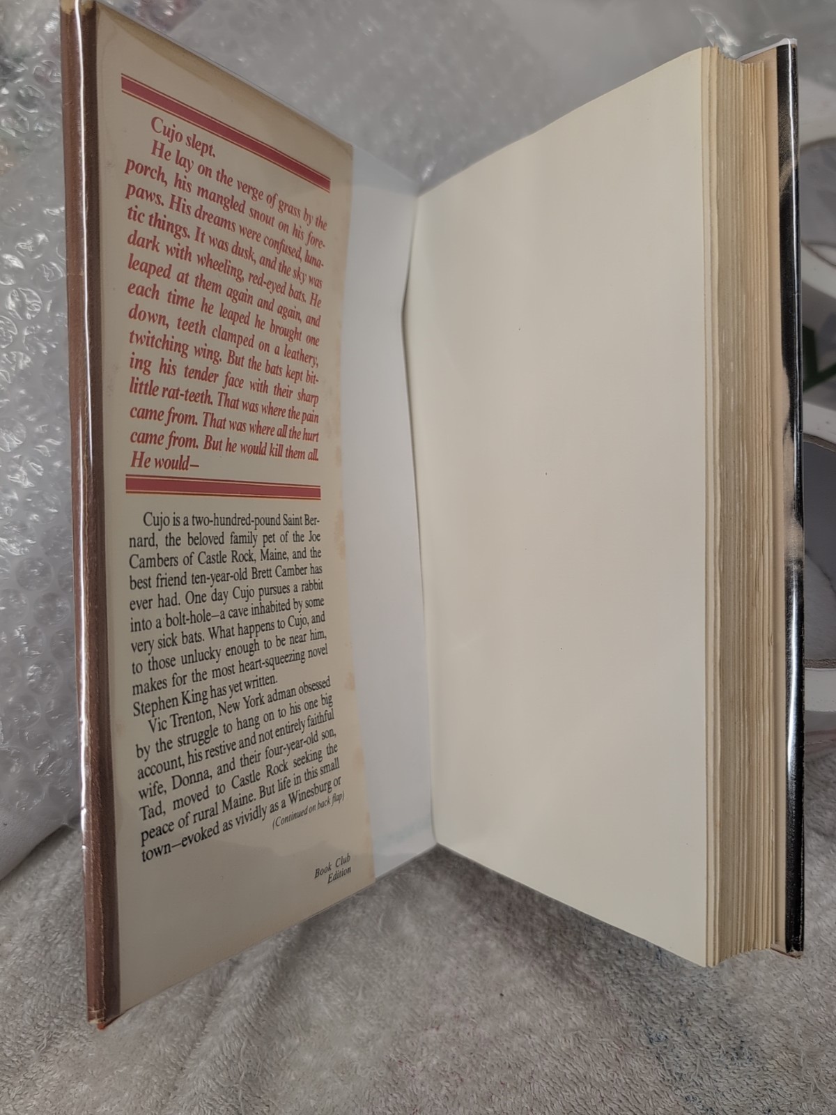 CUJO by Stephen King (1981) Early First Book Club Edition + Mylar ~ GC L-35!!!