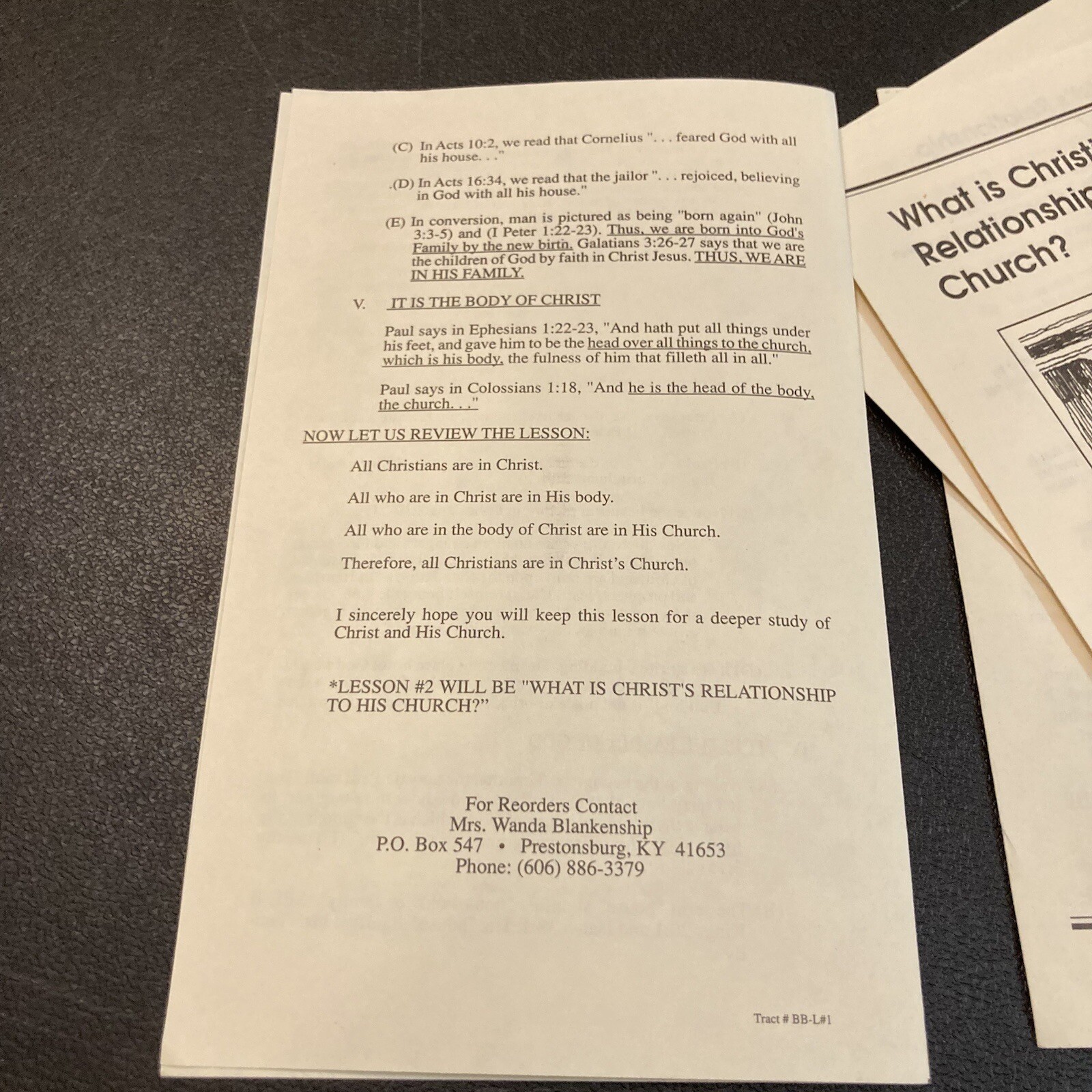 New Testament Church Nondenominational Christian Literature Blankenship Lessons