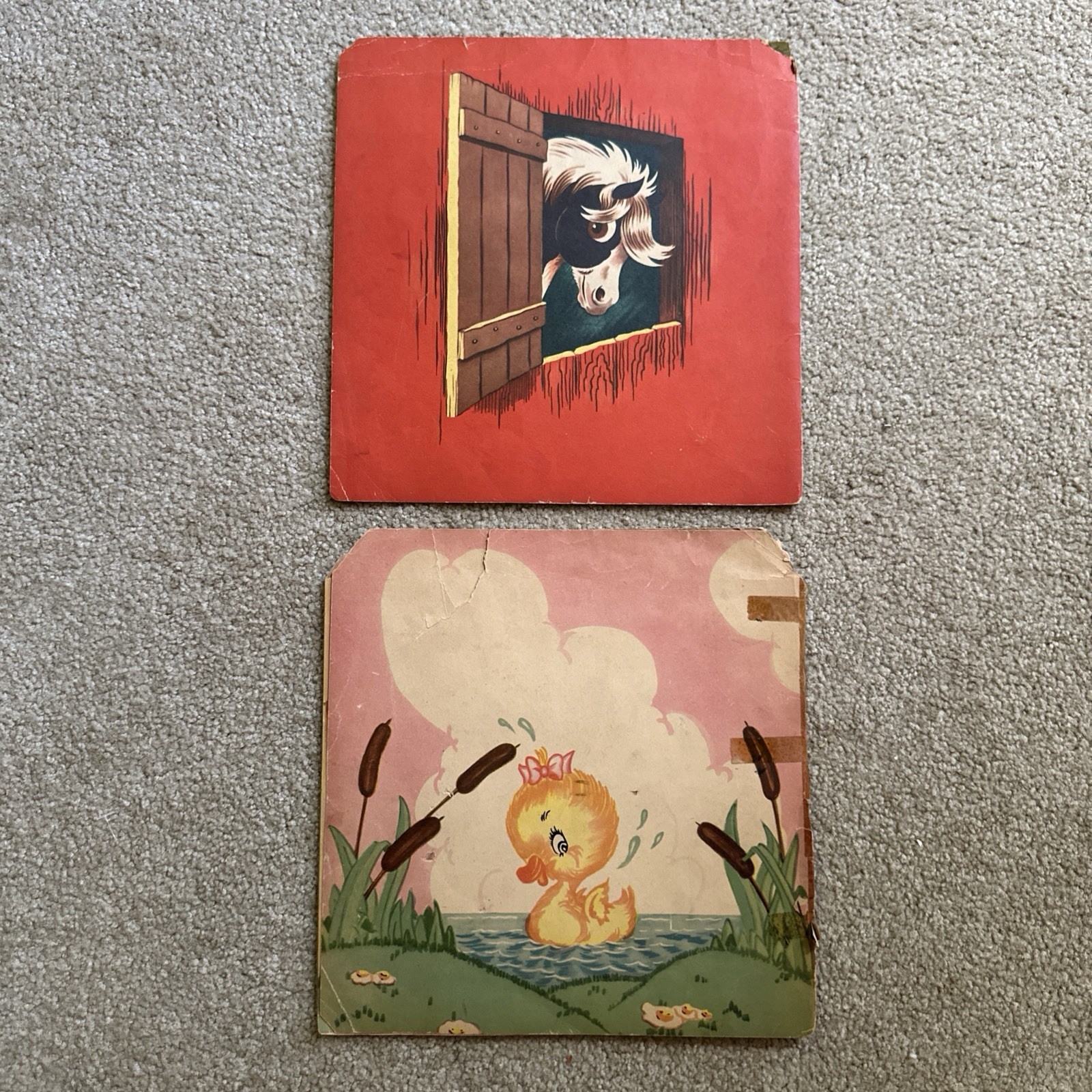 6 Vtg 1940’s Children’s Books Fuzzy Wuzzy series Bunny Puppy Kitten Pony Duck