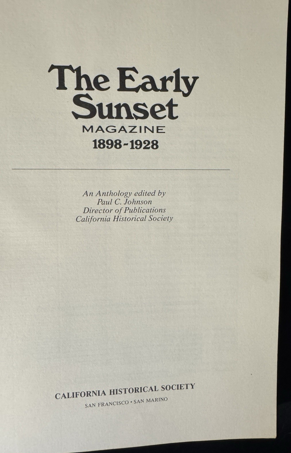 The Early Sunset Magazine 1898–1928: A California Historical Society Anthology