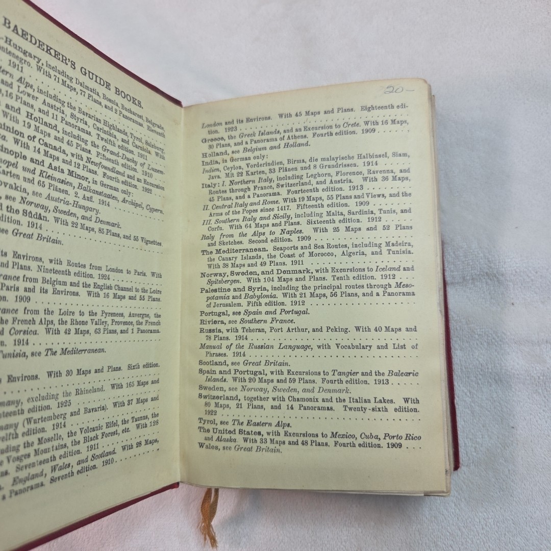 Great Britain Handbook for Travellers by Baedeker, Karl 1910 7th Ed w/ Maps Red