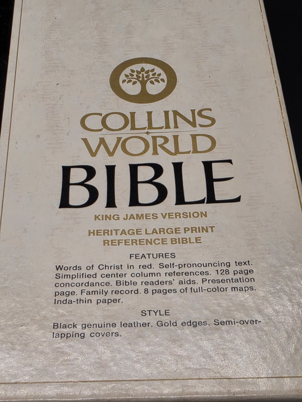 Collins World Genuine Leather Bible KJV Large Print Red Letter Reference 956C