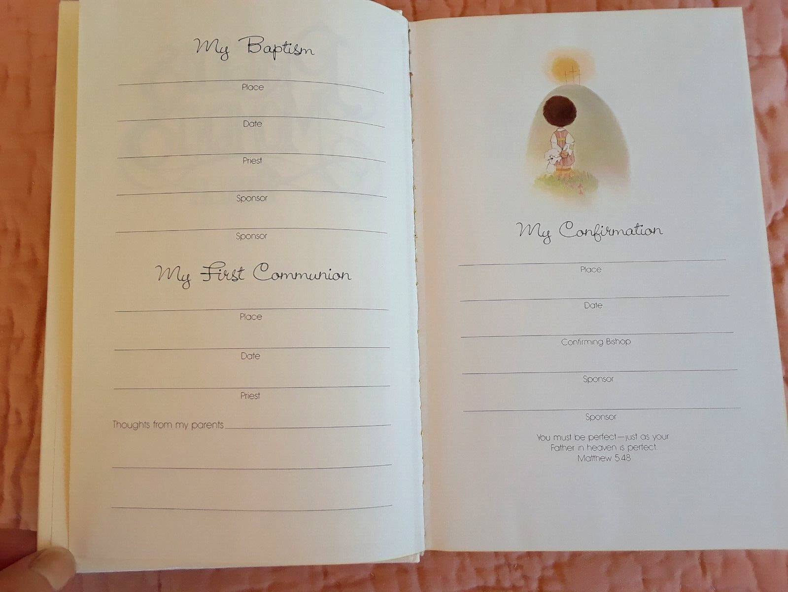 Precious Moments Bible Catholic Edition 1270 Illustrated Gold Stamped 1979