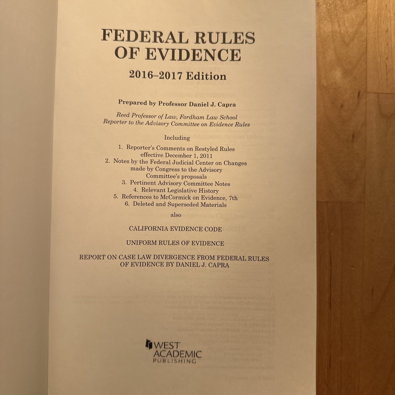 Federal Rules of Evidence by Daniel Capra (2016, Trade Paperback)