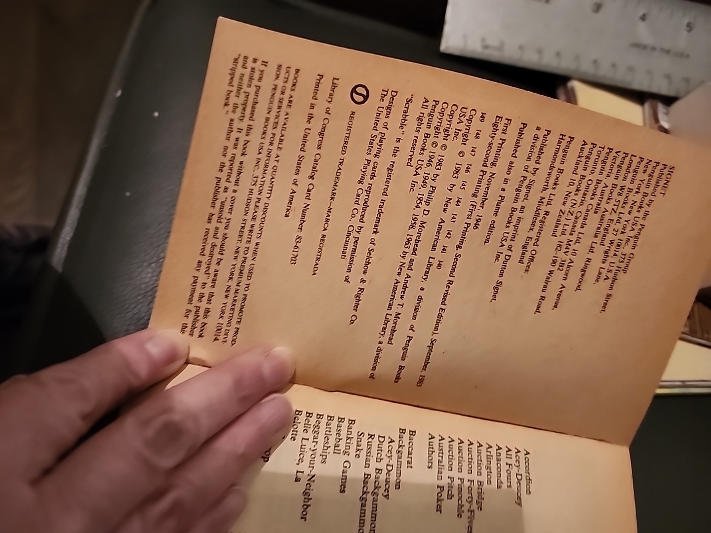 Hoyle’s Rules of Games by Geoffrey Mott-Smith and Albert H Morehead (1946, Mass)