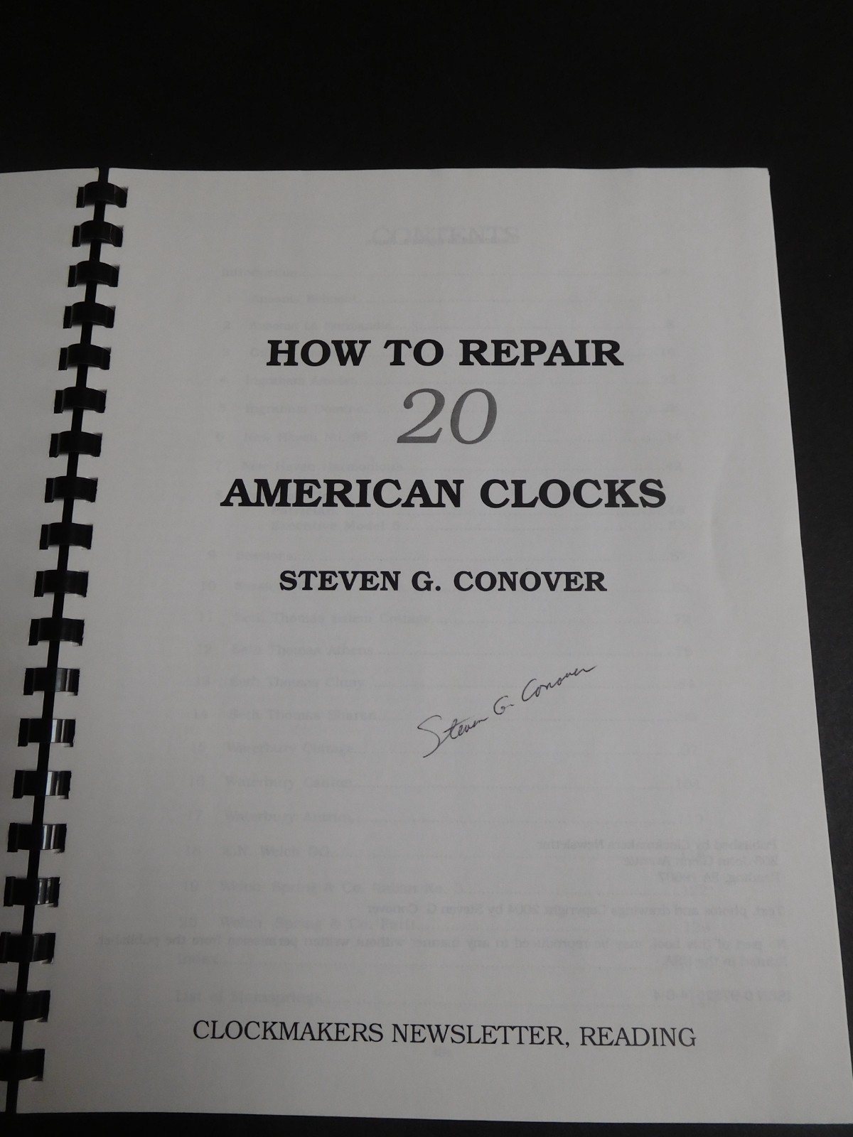 HOW TO REPAIR 20 AMERICAN CLOCKS – STEVEN CONOVER – EXC. COND – SIGNED