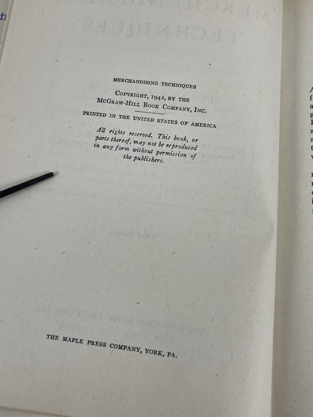 Merchandising Techniques by Edwina B Hogadone & Donald K Beckley HC 1st Ed. 1942