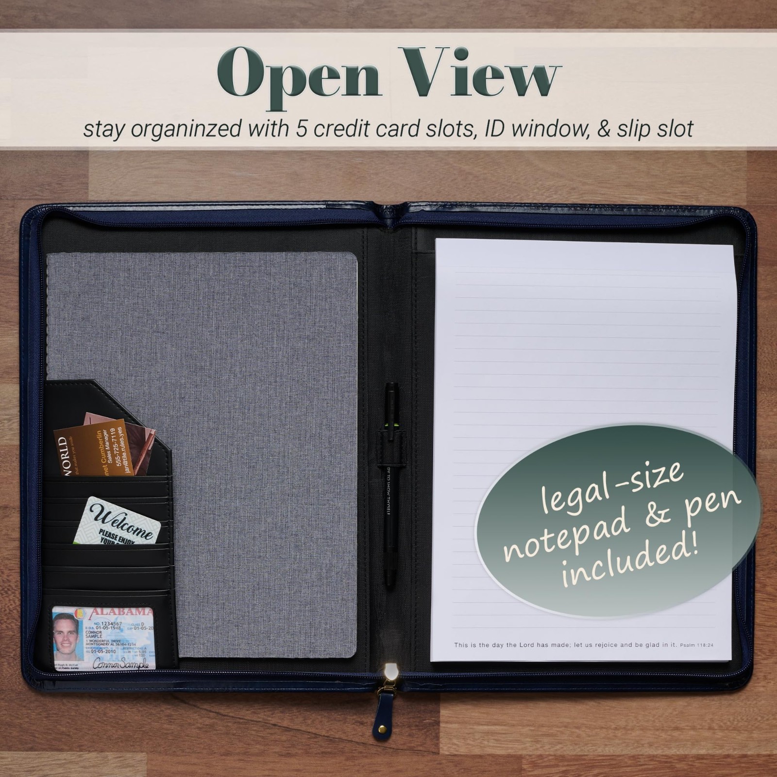 Vegan Leather Inspirational Scripture Portfolio for Women & Grads – Bible Verse,